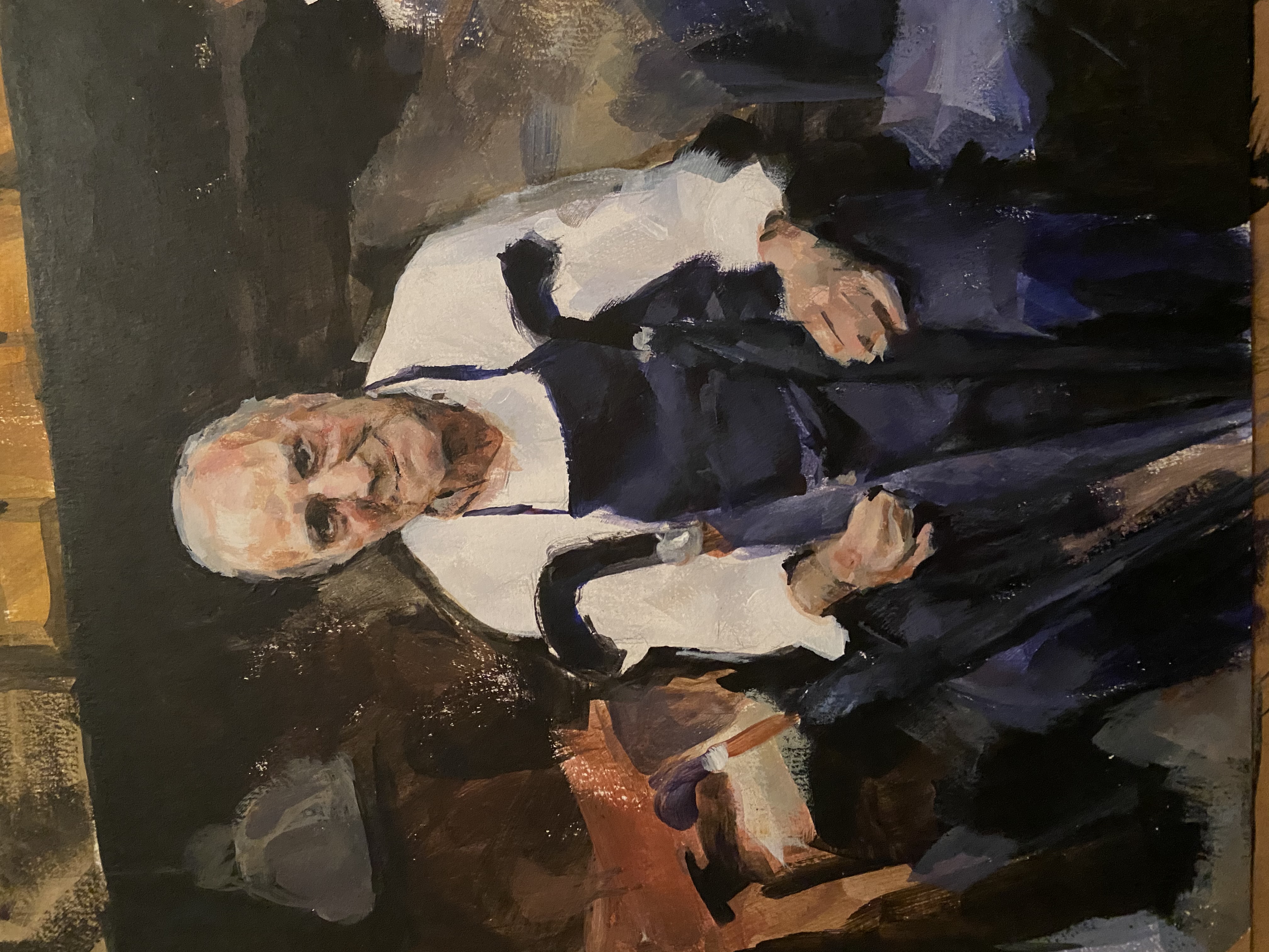 Painting titled The Umbrella Maker